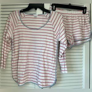Lake Pajamas Matching Cotton Striped Long Sleeve Shorts Set